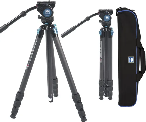 Vista 9 de SIRUI Trípode profesional de fibra de carbono con cabezal de video fluido de 360°, trípode de cámara de video de 72 pulgadas con columna central
