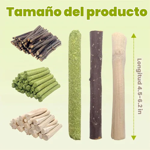 Vista 6 de Dulce bambú 8.82 oz madera molar natural golosinas juguetes para animales pequeños, conejos, conejos, hámster, rata, chinchillas