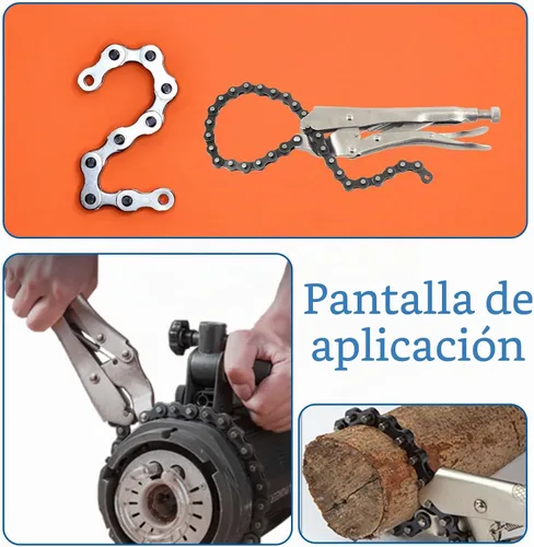 Vista 7 de Glarks 2 abrazaderas de cadena de bloqueo de 9 pulgadas con cadena de 20 pulgadas, llave de tornillo de banco de cadena de alta resistencia