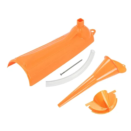 Vista 7 de Juego de embudo de llenado de cárter para llenado de aceite y tapones de drenaje primarios compatibles con Harley Orange Primary Case Oil Funnel