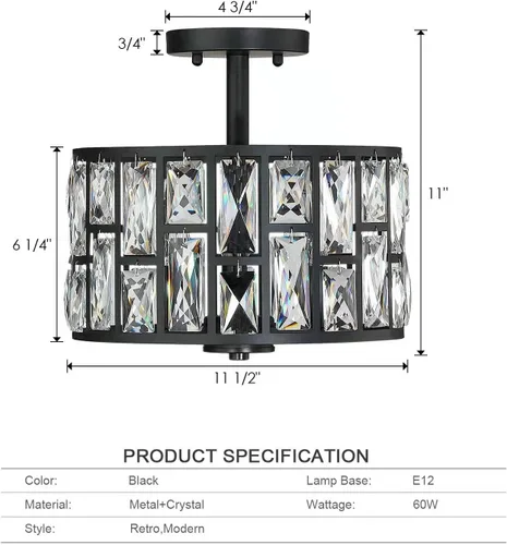Vista 2 de MEXO Lámpara de techo semi empotrada, iluminación colgante ajustable, accesorio de iluminación cercano al techo