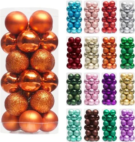 Vista 62 de XmasExp Juego de 24 mini esferas de Navidad inastillables para bolas de árbol de Navidad, 1.18 pulgadas (negro)
