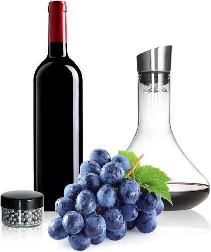 Vista 9 de LEMONSODA Decantador de vino de vidrio completo con aireador, filtro y kit de limpieza, cristalería transparente, sin plomo, gran regalo