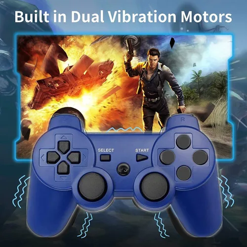 Vista 3 de 2 Pack PS3 Wireless Controller Playstation 3 Controller Wireless Bluetooth Gamepad with USB Charger Cable for PS3 Console (BLUE+RED)