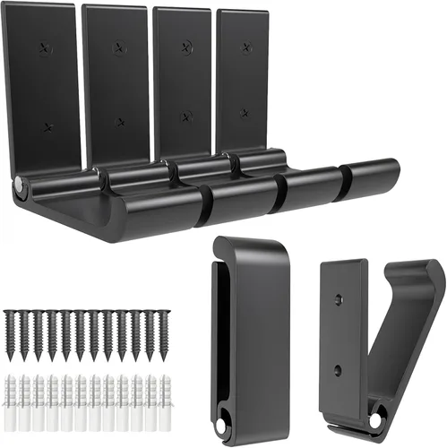 Vista 2 de 12 ganchos plegables de 3 pulgadas, ganchos plegables dorados y negros, ganchos de pared de aleación de aluminio, soporte para auriculares montado