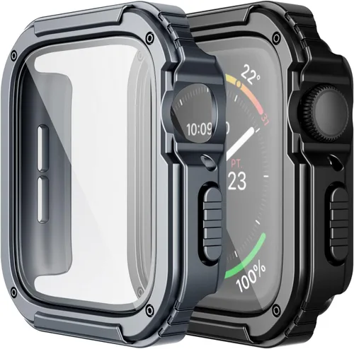 Vista 14 de Adepoy Paquete de 2 fundas resistentes compatibles con Apple Watch de 1.496 pulgadas Series 3/2/1 con protector de pantalla de vidrio templado
