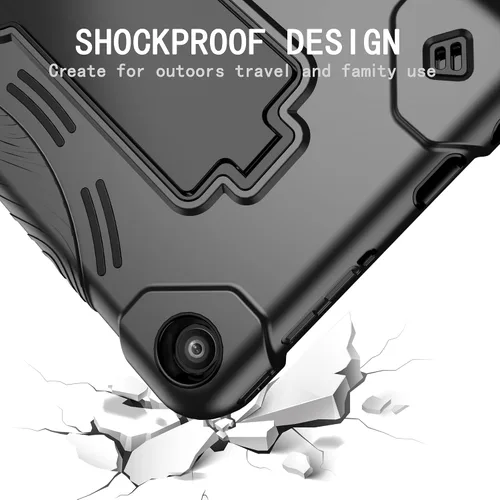 Vista 3 de Funda para tablet Amazon Fire 7 (12ª generación, lanzada en 2022) – Funda protectora híbrida resistente con soporte + 1 protector de pantalla y 1