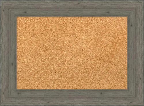 Vista 22 de Amanti Art Natural Cork Board for Wall, 18x24 Vision Board with Grey Wood Frame, Small Corkboard Office Decor for Home Organization, Country Rustic