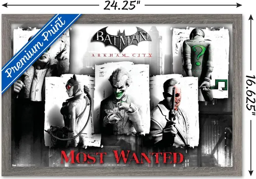 Vista 3 de Trends International DC Comics VIdeo Game - Póster de pared de Arkham City, 14.725 x 22.375 pulgadas, versión enmarcada de madera de granero