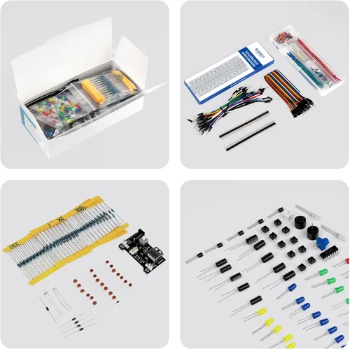 Vista 6 de ELEGOO Kit de diversión electrónica mejorada con módulo de fuente de alimentación, cable de puente, potenciómetro de precisión, placa de prueba
