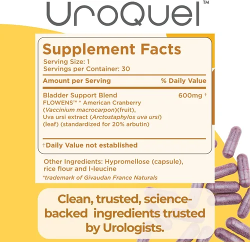 Vista 5 de UroQuel - Suplemento natural de arándano para el control de la vejiga - Reduce la urgencia del baño, la frecuencia, la incontinencia, con flujos