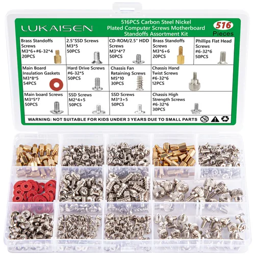 Vista 10 de 165 piezas de kit de tornillos para computadora para reparación de laptop y PC - Tornillos PCIe NVMe M.2, tuercas de separación, kit de tornillos