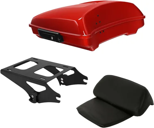 Vista 16 de TCT-MOTORPARTS Atlas Silver Metálico Maletero de Viaje Modificado con Respaldo y Montaje en Rack Adecuado para Harley Touring 14-25 Street Glide