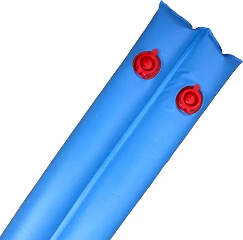 Vista 2 de Pool Mate Paquete de 5 bolsas de agua clásicas de doble cámara azul para piscina, vinilo de 0.013 in de grosor, pesos de cubierta, tubos de agua