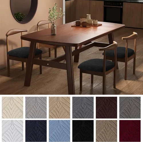 Vista 2 de Genina Juego de 6 fundas impermeables para sillas de comedor, fundas de asiento elásticas de jacquard para sillas de comedor, fundas deslizables