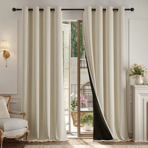 Vista 12 de Anmao Cortinas opacas gruesas con textura pesada para sala de estar de 84 pulgadas de largo, juego de 2 paneles con ojales para oscurecer