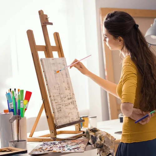 Vista 8 de Juego de pinceles de pintura multiusos para pintura acrílica, fácil de limpiar y sostener, pinceles redondos y planos para niños, ideal