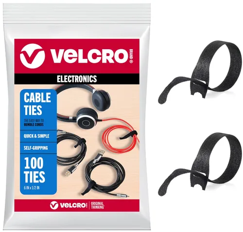 Vista 7 de VELCRO Brand Organizador de cables para escritorio y mesita de noche, 5 ranuras para cables con enrutamiento de mangas, soporte de alambre adhesivo