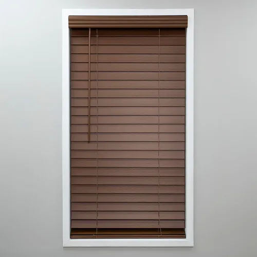 Vista 10 de Eclipse Persianas de madera falsa de 2 pulgadas, 21" de ancho x 64" de largo en roble oscuro - Persianas sin cordones, certificadas como seguras