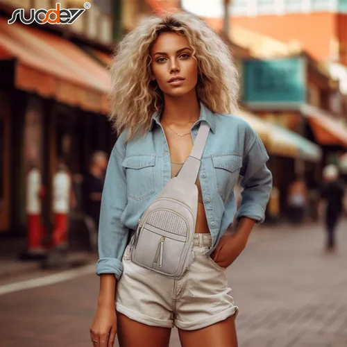 Vista 2 de SUOSDEY 2024 Sling Bag for Women Leather Crossbody Bags for Women Trendy Chest Bag Traveling Walking