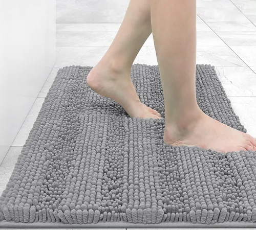 Vista 186 de Grandaily Alfombras de baño de felpilla a rayas de 24 x 16 pulgadas, extra gruesas y suaves, absorbentes, parte trasera de goma, alfombra de ducha