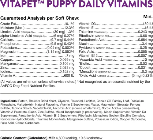 Vista 8 de NaturVet VitaPet Puppy Vitaminas diarias para perros - Además de ayuda para el aliento - Formulado específicamente para proporcionar a los cachorros
