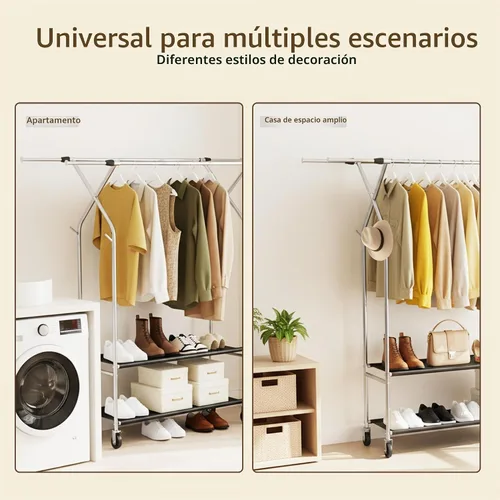 Vista 6 de HAPPY CHEERS Perchero de ropa resistente, perchero de doble barra