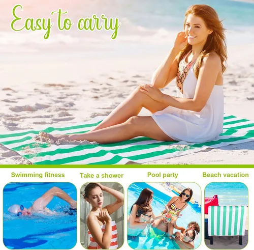 Vista 5 de EBOOT Paquete de 10 toallas de playa de gran tamaño, toallas de piscina extra grandes, de microfibra, de secado rápido, para adultos, mujeres