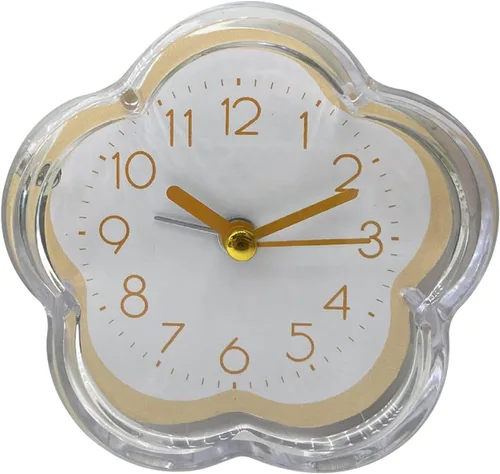 Vista 10 de Reloj despertador, lindo reloj despertador en forma de flor, silencioso, de bajo ruido, transparente, pequeño reloj despertador para sala de estar