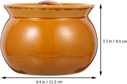 Vista 2 de Happyyami Olla de cocción lenta pequeña de cerámica con tapa, olla de loza china, cacerola china de cocotte, utensilios de cocina asiáticos