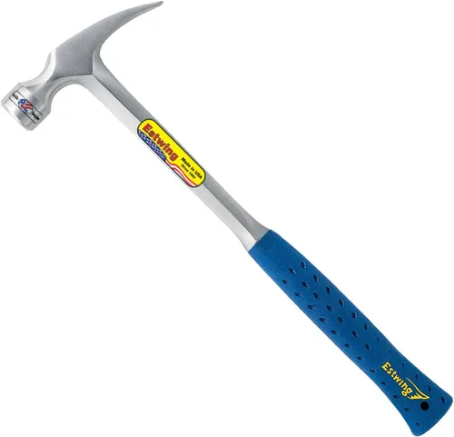 Vista 2 de Estwing Martillo de encuadre, garra recta de mango largo de 28 onzas con cara fresada y agarre de reducción de golpes, E3-28SM, azul y SWANSON Tool