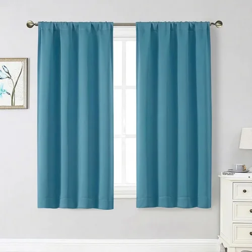 Vista 89 de Cortinas opacas para dormitorio, sala de estar, juego de 2 paneles de 54 pulgadas de largo, cortinas de oscurecimiento de habitación con aislamiento