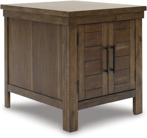 Vista 10 de Signature Design by Ashley Valebeck - Mesa auxiliar rectangular de campo con almacenamiento, acabado marrón envejecido y negro