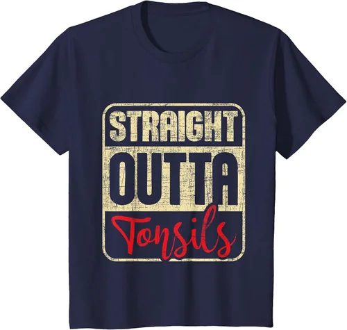 Vista 45 de Straight Outta Amígdalas - Camiseta de recuperación de cirugía de eliminación de amígdalas Asphalt Grey