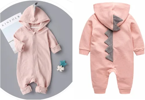 Vista 2 de Mameluco con capucha de dinosaurio de dibujos animados para bebés y niñas recién nacidos trajes de overol