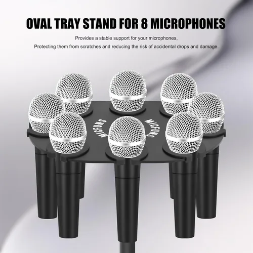 Vista 5 de TM100 Soporte para micrófono múltiple para soporte de micrófono, accesorio de bandeja cuadrada con capacidad para hasta 8 micrófonos en el escenario
