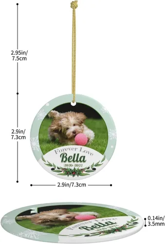 Vista 3 de Adorno conmemorativo personalizado para perro, 2025, con imagen de perro, foto y nombre, adornos para árbol de Navidad, regalo personalizado