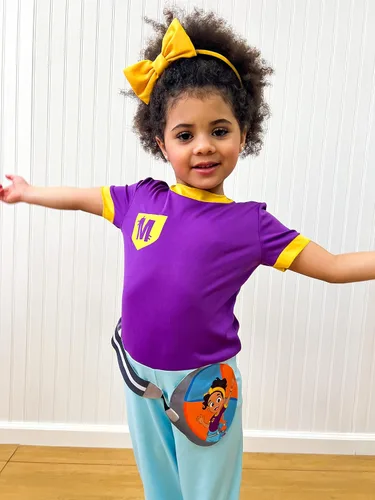 Vista 4 de Disfraz de Meekah para niños, disfraz oficial de personaje de Blippi