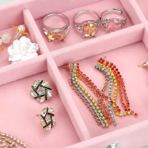 Vista 2 de Organizador de joyas de acrílico, caja organizadora de almacenamiento de cosméticos de maquillaje, caja de joyería transparente con 3 cajones, caja