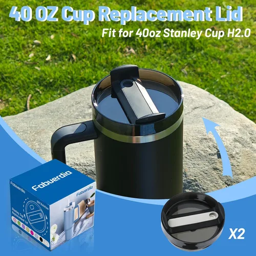 Vista 6 de Tapa de repuesto para vaso de 40 onzas compatible con Stanley Quencher, paquete de 2 fundas transparentes a prueba de derrames para accesorios