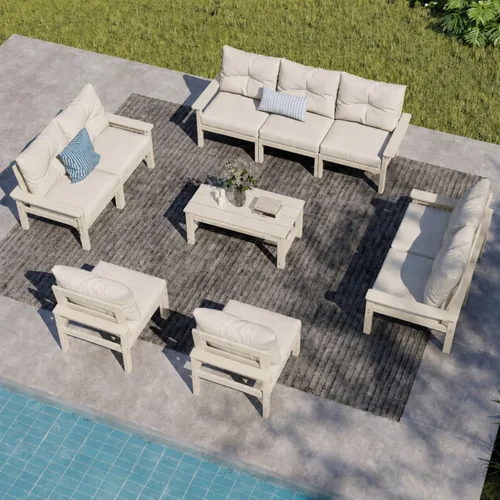 Vista 18 de Juego de muebles de patio HDPE de 13 piezas con mesas