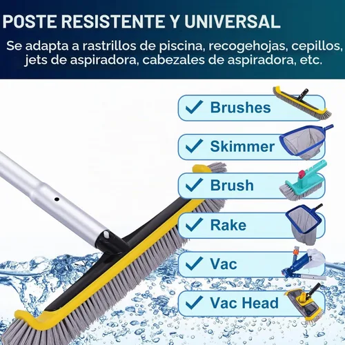 Vista 6 de POOLAZA - Poste de piscina de 10.5 pies, poste telescópico de aluminio con doble agarre Telescopic 2.7-10.5 Ft Design, Thickened Aluminum Design