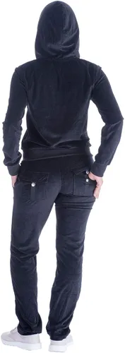 Vista 3 de Conjunto deportivo de terciopelo para mujer 2 piezas sudadera con capucha y cremallera completa