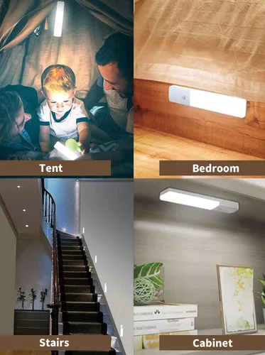 Vista 3 de Luces LED recargables para debajo del gabinete, con sensor de movimiento magnético para interiores, sensor de movimiento, luces inalámbricas