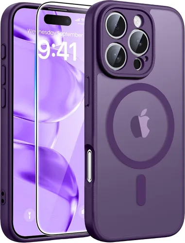Vista 356 de FNTCASE - Funda para iPhone 16 Pro: magnética, mate, translúcida, de grado militar, protectora contra caídas, resistente, fina, duradera y a prueba