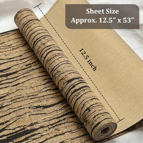 Vista 5 de SorenCut Tela de corcho por yarda, tela de corcho para coser con superficie de café negro, 12 x 52 pulgadas más grande para manualidades, cortar