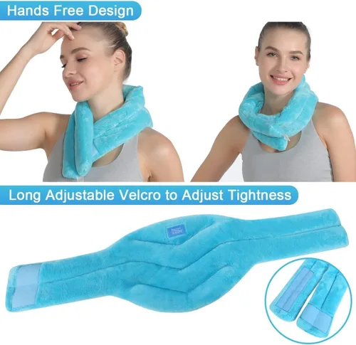 Vista 2 de Relief Expert Envoltura de calentamiento de cuello de microondas con calor húmedo, almohadilla térmica de microondas para cuello para terapia