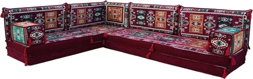 Vista 9 de arabicsofa Cojines de asiento de suelo de esquina con almohadas de respaldo – Juego de sofá modular de suelo estilo boho