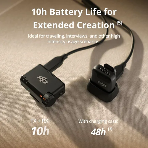 Vista 4 de DJI Mic Mini (2 TX + 1 RX), audio ultraligero y rico en detalles Noise Cancelling, Automatic Limiting, Wireless Microphone for