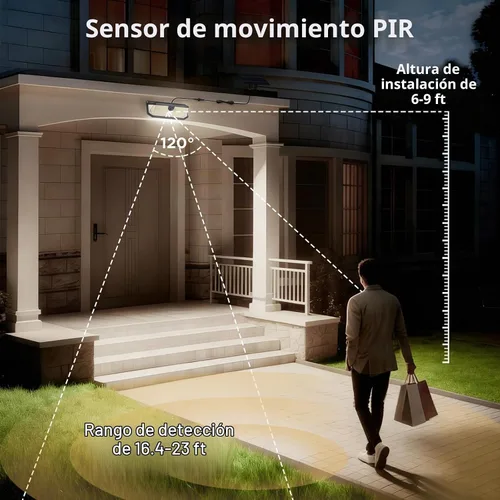 Vista 7 de SyouHome - Luces solares de movimiento para exteriores, 388 LED 4000 LM luces de inundación solares